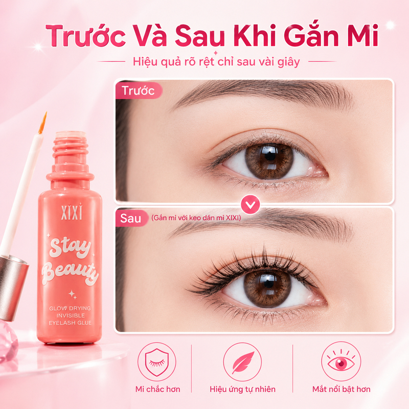 Keo Dán Mi Giả XIXI GJ49 Khô Nhanh, Bám Siêu Chắc, Không Kích Ứng, Tự Nhiên, Lâu Trôi