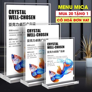(MUA 20 TẶNG 1) Bảng mica để bàn, Bảng mica QR, Menu mica trong suốt - Xuất hoá đơn VAT