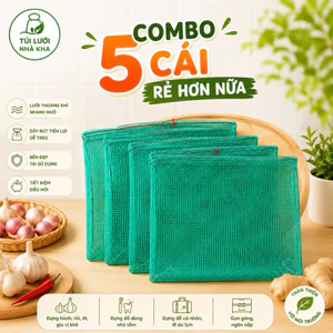 Combo 5 Túi Lưới Mini Dây Rút 20x20cm – Treo Hành Tỏi, Đựng Đồ Nhà Bếp & Nhà Tắm, Thoáng Khí, Bền Đẹp