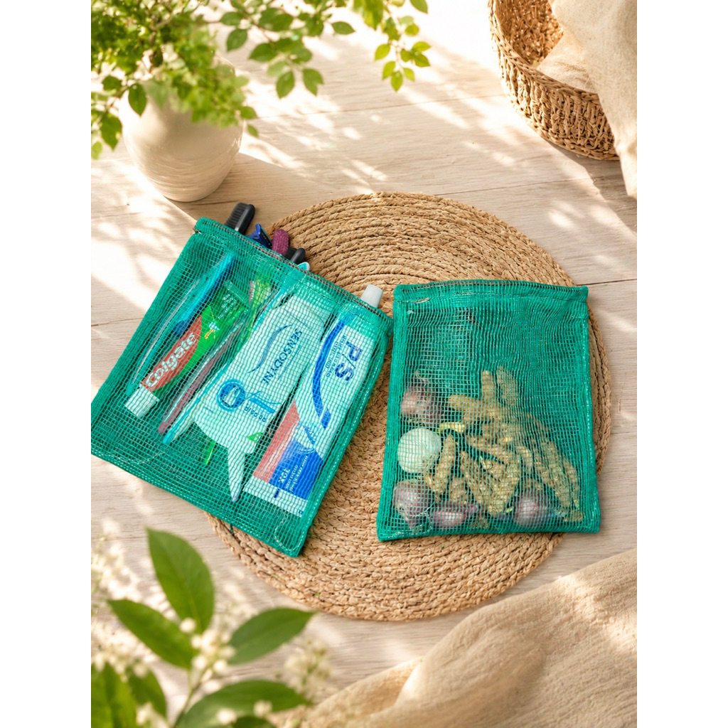 Combo 5 Túi Lưới Mini Dây Rút 20x20cm – Treo Hành Tỏi, Đựng Đồ Nhà Bếp & Nhà Tắm, Thoáng Khí, Bền Đẹp