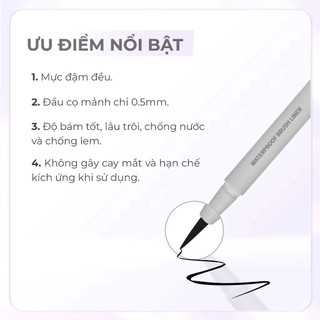 Bút dạ kẻ mắt Karadium Waterproof Brush Liner 0.5mm đường kẻ sắc nét, không lem không trôi