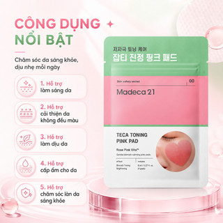 [MADECA21] Toner Pad dưỡng trắng mờ nám Madeca 21 Rose Pink Vita TECA TONING TONER PAD 4EA miếng hình trái tim tiện lợi