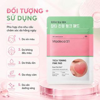 [MADECA21] Toner Pad dưỡng trắng mờ nám Madeca 21 Rose Pink Vita TECA TONING TONER PAD 4EA miếng hình trái tim tiện lợi