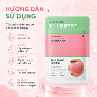 [MADECA21] Toner Pad dưỡng trắng mờ nám Madeca 21 Rose Pink Vita TECA TONING TONER PAD 4EA miếng hình trái tim tiện lợi