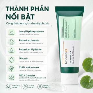 [MADECA21] Sữa rửa mặt tinh chất rau má cho da mụn dạng gel Madeca 21 TECA Solution Sooting Gel Cleanser dịu da nhạy cảm
