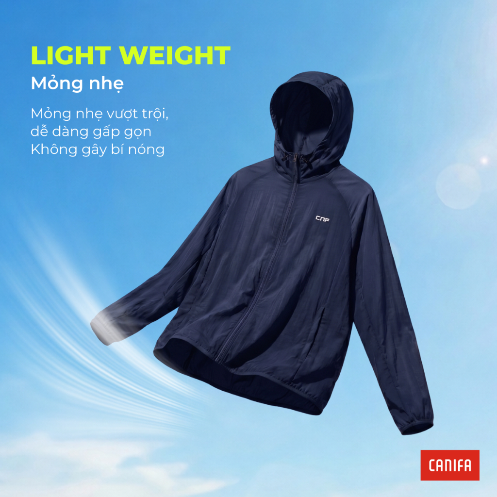 Áo khoác gió thể thao nam CANIFA chống nắng mỏng nhẹ chống nước nhanh khô phù hợp chạy bộ du lịch PS26 8OT26S002