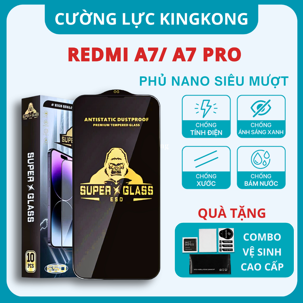 Kính cường lực Xiaomi Redmi A7/ A7 Pro Kingkong full màn |Miếng dàn màn hình cho Xiaomi