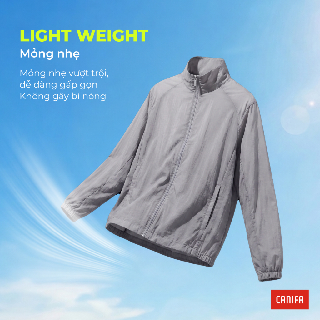Áo khoác gió thể thao nữ CANIFA chống nắng chống thấm siêu nhẹ phù hợp du lịch leo núi chạy bộ 6OT26S006
