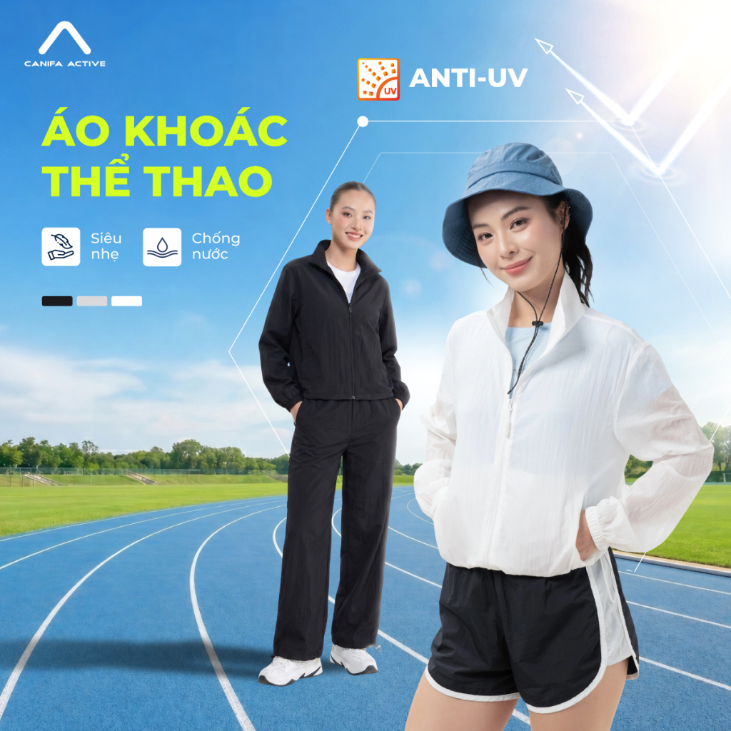 Áo khoác gió thể thao nữ CANIFA chống nắng chống thấm siêu nhẹ phù hợp du lịch leo núi chạy bộ 6OT26S006