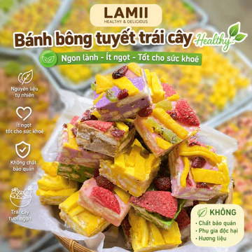 Bánh bông tuyết trái cây healthy, Bánh bông tuyết chà bông trứng muối ăn, Bánh ăn kiêng không đường, ăn vặt ngon