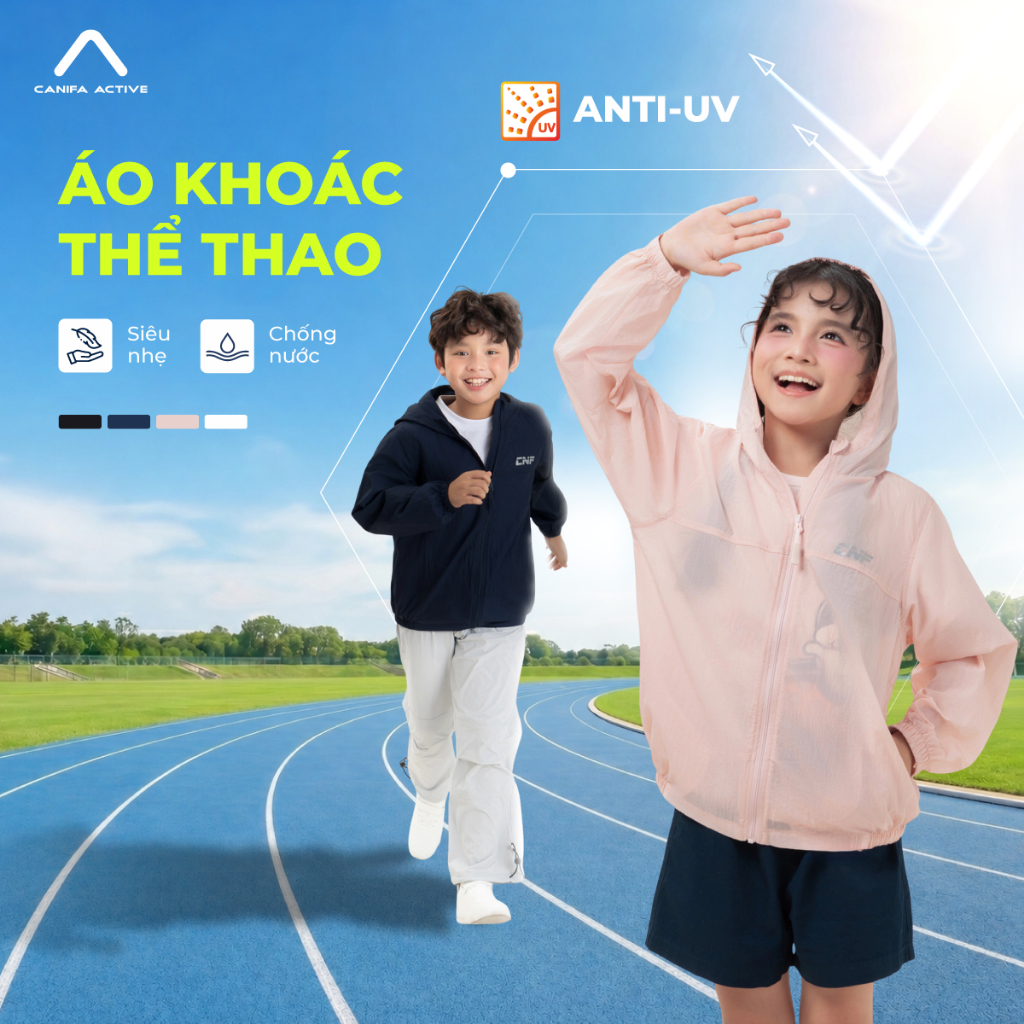 Áo khoác gió chống nắng unisex trẻ em CANIFA anti UV chống nước chất liệu gió mỏng nhẹ mát nhanh khô PS26 3OT26S002