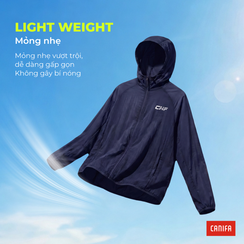 Áo khoác gió chống nắng unisex trẻ em CANIFA anti UV chống nước chất liệu gió mỏng nhẹ mát nhanh khô PS26 3OT26S002