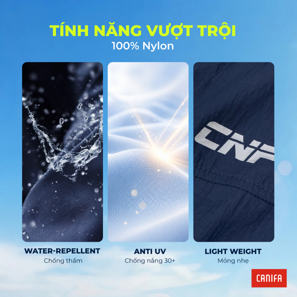 Áo khoác gió chống nắng unisex trẻ em CANIFA anti UV chống nước chất liệu gió mỏng nhẹ mát nhanh khô PS26 3OT26S002