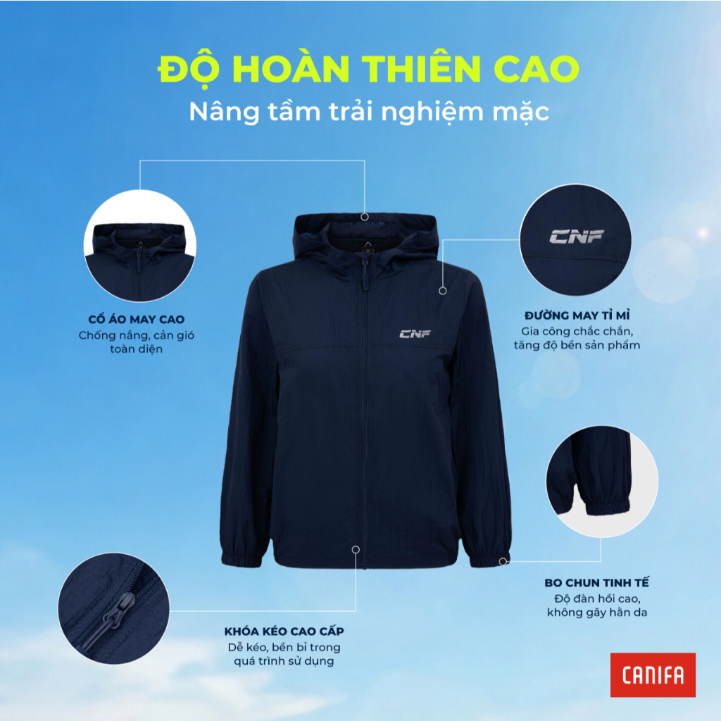 Áo khoác gió chống nắng unisex trẻ em CANIFA anti UV chống nước chất liệu gió mỏng nhẹ mát nhanh khô PS26 3OT26S002