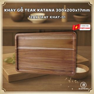 Khay gỗ teak cao cấp KATANA đựng đồ size nhỏ (17x200x300mm)