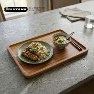 Khay gỗ teak cao cấp KATANA đựng đồ size nhỏ (17x200x300mm)