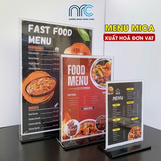 (Xuất hoá đơn VAT) Bảng Mica Để Bàn, Bảng Menu, Bảng Quét Mã QR Code Đa Đạng Kích Thước A4, A5, A6