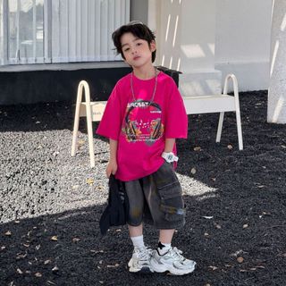 Áo Thun T-Shirt Bé Trai Hồng Họa Tiết Tai Nghe Âm Nhạc Sơn Màu Mellow Duck (4-13 Tuổi) B2606041