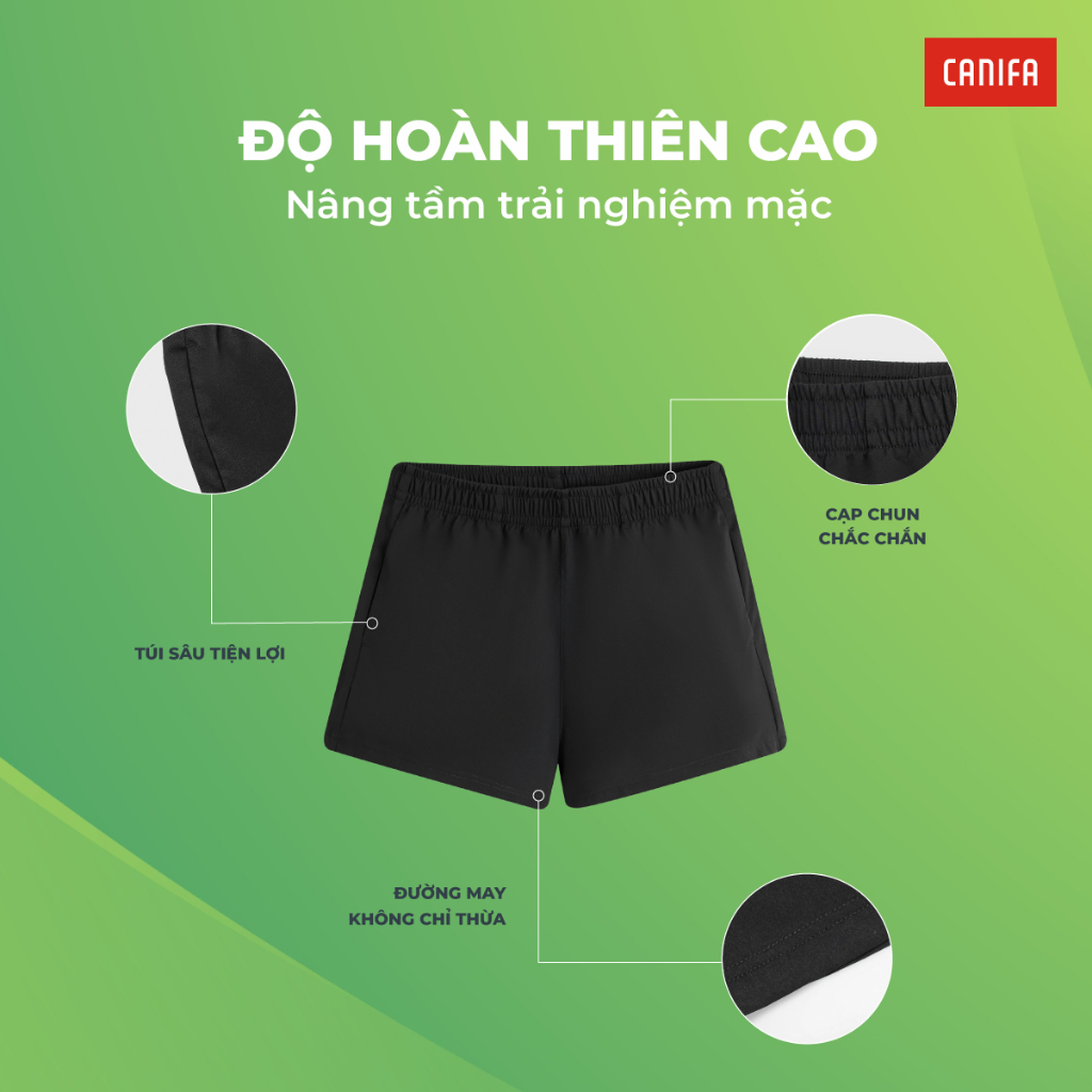 Quần soóc active nữ CANIFA cạp chun co giãn vận động linh hoạt, phong cách thể thao | Wicking - Lightweight 6BS26S007