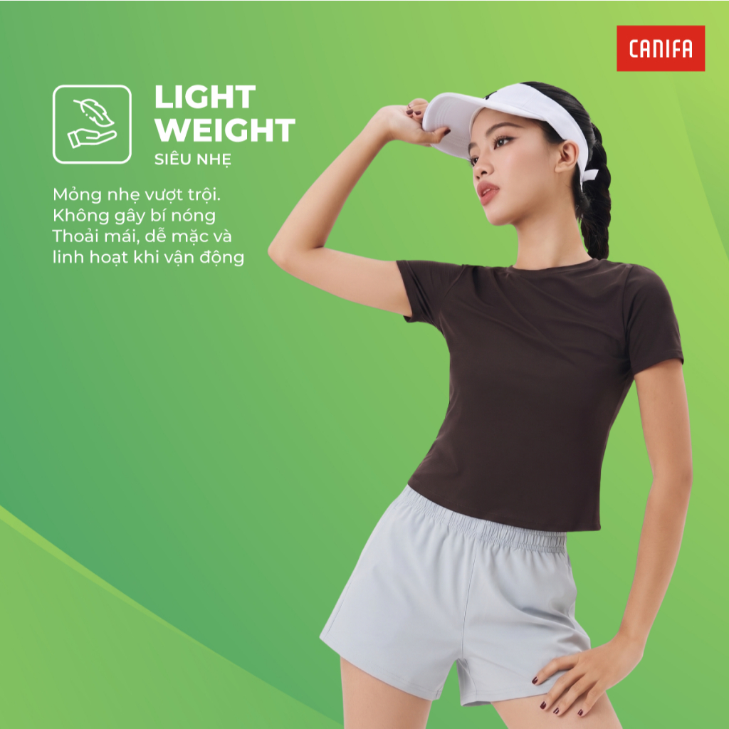 Quần soóc active nữ CANIFA cạp chun co giãn vận động linh hoạt, phong cách thể thao | Wicking - Lightweight 6BS26S007