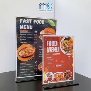 (Xuất hoá đơn VAT) Bảng Mica Để Bàn, Bảng Menu, Bảng Quét Mã QR Code Đa Đạng Kích Thước A4, A5, A6
