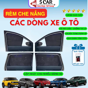 Rèm Che Nắng Ô Tô, Rèm Chắn Nắng Nam Châm Theo Xe Chống Tia UV, Bộ 4 Miếng tặng Đế Giữ Rèm- Có Đủ Các Dòng Xe- 5CAR