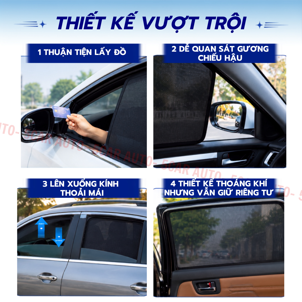 Bộ 4 Tấm Rèm Che Nắng Ô Tô Hít Nam Châm- Đủ các dòng xe, Chuẩn Khít Từng xe, che nắng tốt,Chống Tia UV [TẶNG ĐẾ GIỮ RÈM]