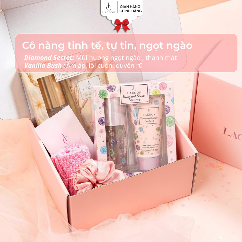 Set Quà Body Mist Lacoon  – Hương Thơm Ngọt Ngào, Quà Tặng Người Yêu, Lưu Hương Lâu