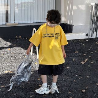 Áo Thun T-Shirt Bé Trai Vàng In Họa Tiết Chữ Đen Trước Ngực Mellow Duck (4-13 Tuổi) B2606040