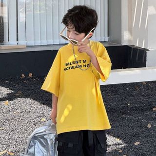 Áo Thun T-Shirt Bé Trai Vàng In Họa Tiết Chữ Đen Trước Ngực Mellow Duck (4-13 Tuổi) B2606040