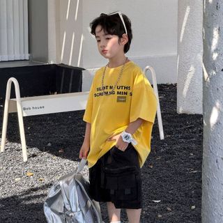 Áo Thun T-Shirt Bé Trai Vàng In Họa Tiết Chữ Đen Trước Ngực Mellow Duck (4-13 Tuổi) B2606040