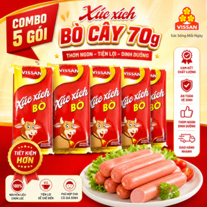 Xúc Xích Bò Vissan Ăn Liền Cây Lớn 70g – Gói 4 Cây (280g) Tiện Lợi
