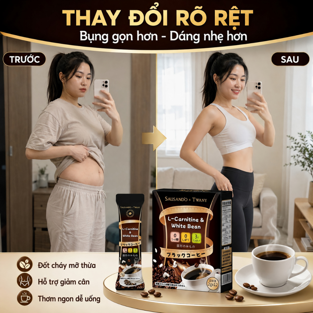 Cà phê đen L-Carnitine White Bean hỗ trợ giảm mỡ, giữ dáng, kiểm soát tinh bột