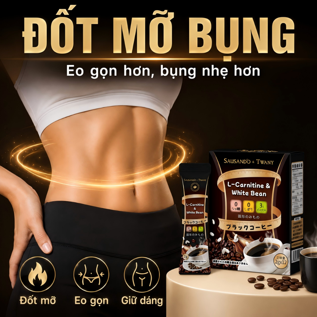 Cà phê đen L-Carnitine White Bean hỗ trợ giảm mỡ, giữ dáng, kiểm soát tinh bột