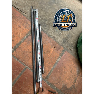 Combo bộ 2 bánh xe đẩy bánh 200mm đỏ cao su đặc, kèm trục 18 đầu tiện 17, kèm ốc + vòng đệm, kích thước trục tính phủ bì