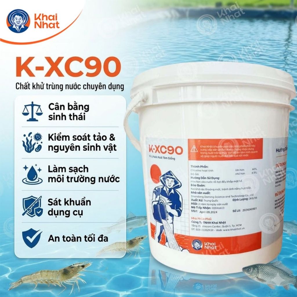 K-XC90 - Clo 60 - Diệt Tảo, Rong Rêu - Chất khử trùng nước chuyên dụng (3kg/xô)