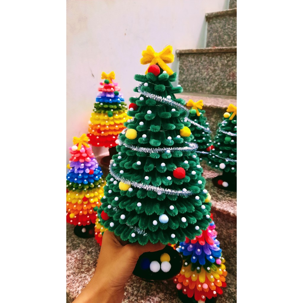 [2026] Cây Thông Noel Kẽm Nhung Handmade quà tặng, Decor trang trí giáng sinh (có đèn)