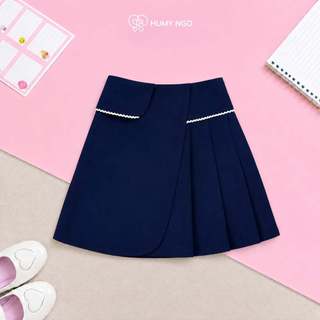 [18-45kg] Chân váy xếp ly bé gái HUMY NGO form dáng xoè A, thiết kế basic dễ phối đồ bé mặc mặc đi học, đi chơi mềm mát