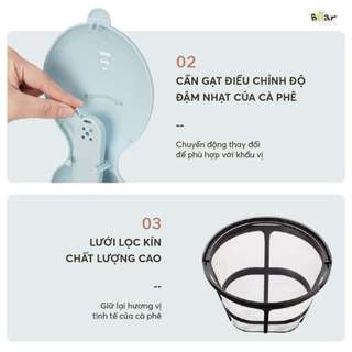 Máy pha trà và cà phê Bear SB-CF06A Chức năng loại bỏ cặn, giữ ấm, chất liệu thủy tinh cao cấp, bền đẹp.