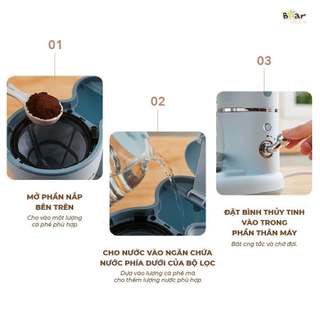 Máy pha trà và cà phê Bear SB-CF06A Chức năng loại bỏ cặn, giữ ấm, chất liệu thủy tinh cao cấp, bền đẹp.
