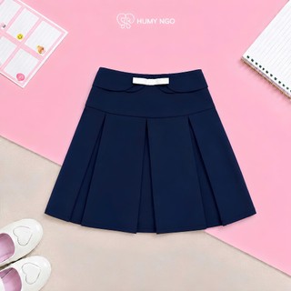 [18-45kg] Chân váy xếp ly bé gái HUMY NGO form dáng xoè A, thiết kế basic dễ phối đồ bé mặc mặc đi học, đi chơi mềm mát