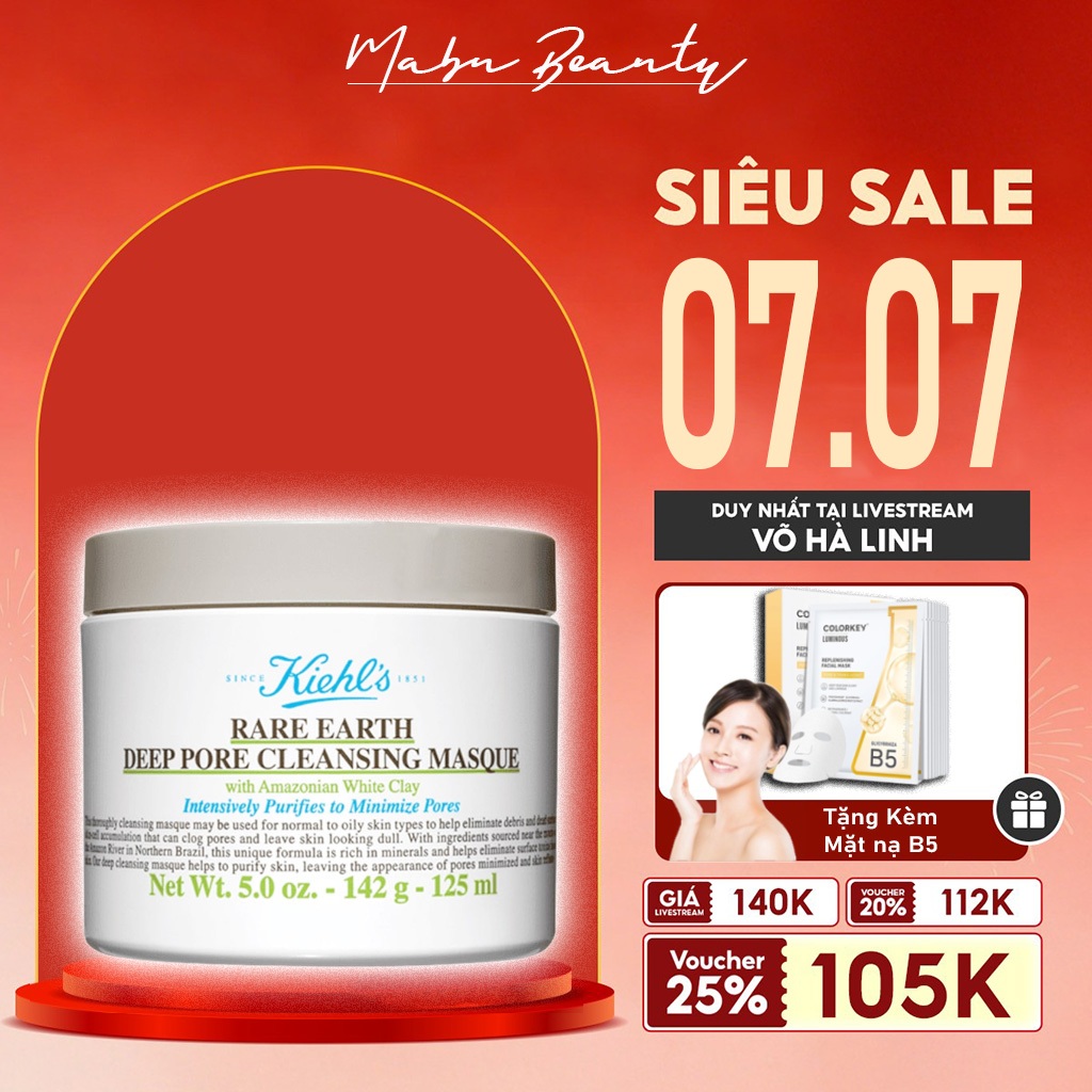 Mặt Nạ Đất Sét Kiehl's Giúp Thoáng Da Se Khít Lỗ Chân Lông Giảm Mụn Đầu Đen