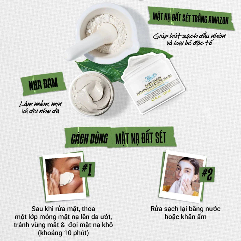 Mặt Nạ Đất Sét Kiehl's Giúp Thoáng Da Se Khít Lỗ Chân Lông Giảm Mụn Đầu Đen