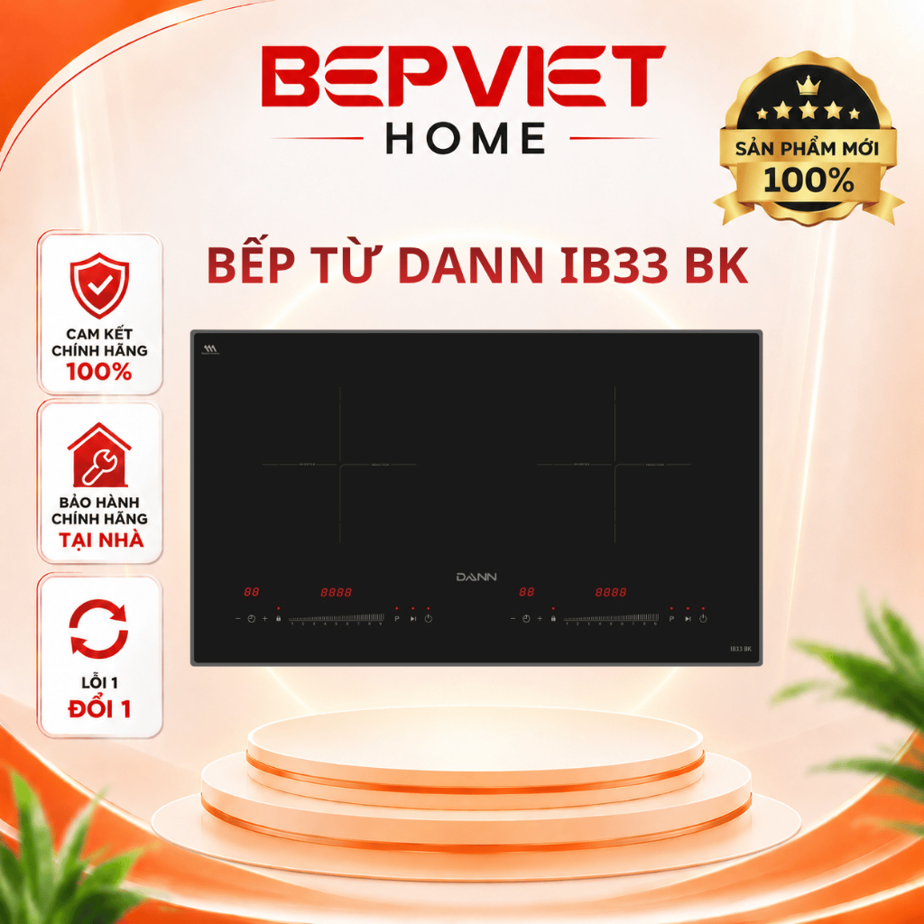[Chính hãng] Bếp từ Dann IB33 BK, Đun sôi liu riu, Inverter tiết kiệm điện, Bảo hành tại nhà