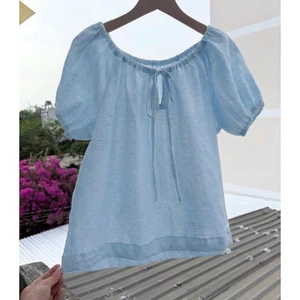 𝗟𝗶𝗲 𝗟𝗶𝗻𝗲𝗻 - Áo Linen Tơ thắt nơ sau