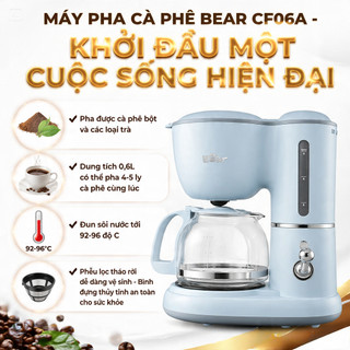 Máy pha trà và cà phê Bear SB-CF06A Chức năng loại bỏ cặn, giữ ấm, chất liệu thủy tinh cao cấp, bền đẹp.