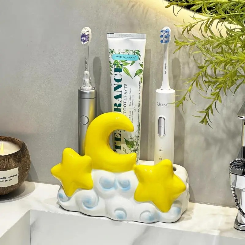 [Gốm Sứ ] Giá Đựng Bàn Chải Mini Hình Trăng Sao Dễ Thương Phụ Kiện Phòng Tắm