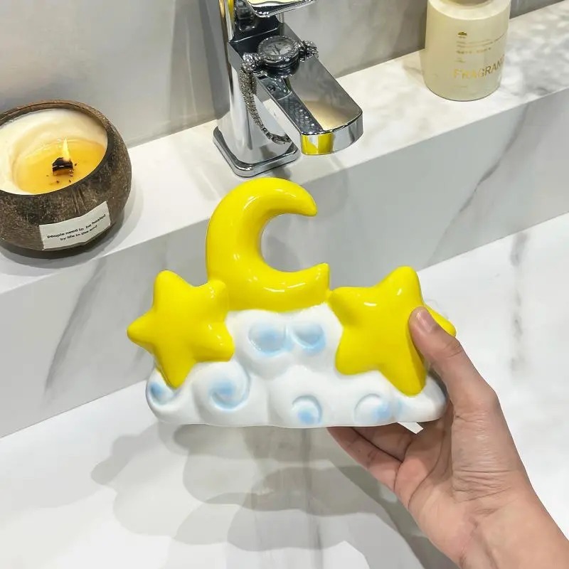 [Gốm Sứ ] Giá Đựng Bàn Chải Mini Hình Trăng Sao Dễ Thương Phụ Kiện Phòng Tắm