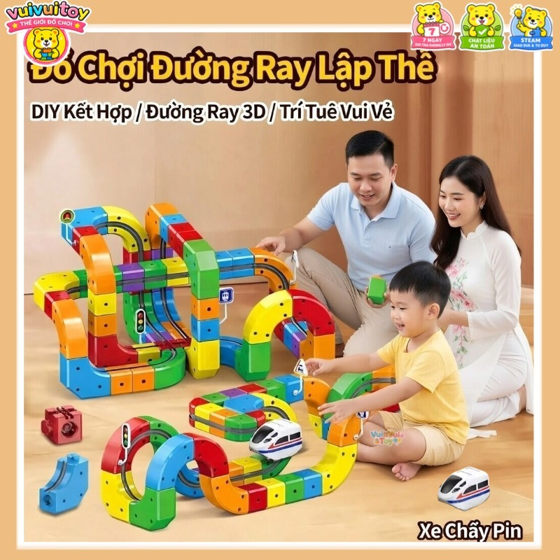 🚄Đồ chơi đường ray xe lửa từ tính - Bộ lắp ráp xe lửa điện tự làm, đồ chơi giáo dục