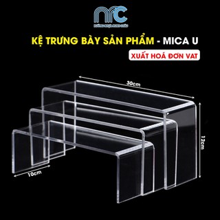 (Xuất hoá đơn VAT) Combo 2 Kệ trưng bày mô hình, Kệ mica chữ U trong suốt để sản phẩm Livestream, mô hình